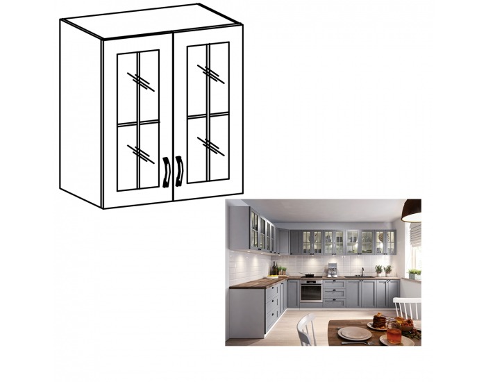 Horná kuchynská skrinka Layla G60S - biela / sivá matná