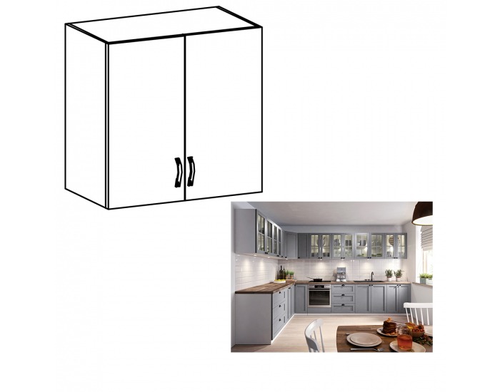 Horná kuchynská skrinka Layla G80 - biela / sivá matná