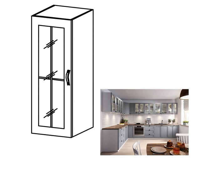 Horná kuchynská skrinka Layla W40S L - biela / sivá matná