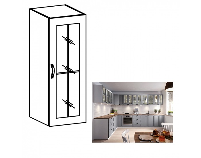 Horná kuchynská skrinka Layla W40S P - biela / sivá matná