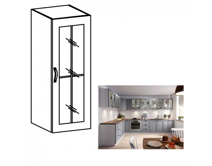 Horná kuchynská skrinka Layla W40S P - biela / sivá matná