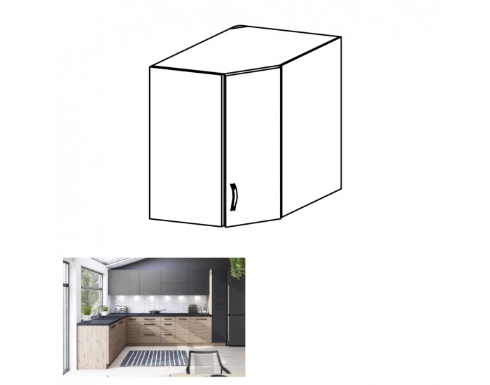 Horná rohová kuchynská skrinka Langen G60N - dub artisan