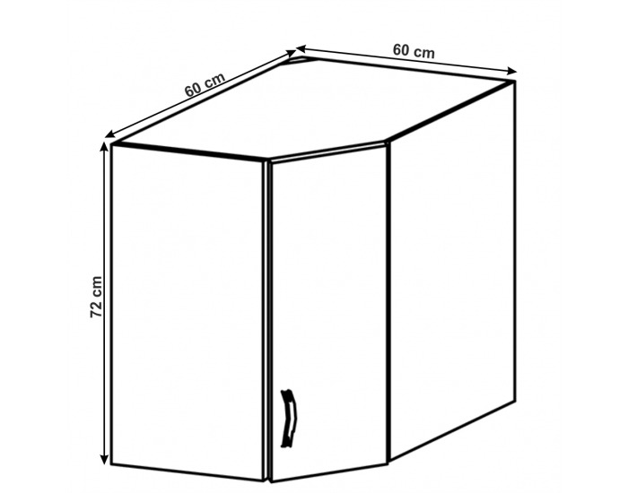 Horná rohová kuchynská skrinka Layla G60N - biela / sivá matná