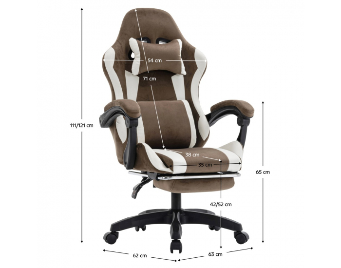 Herné kreslo Hospo - hnedá / biela