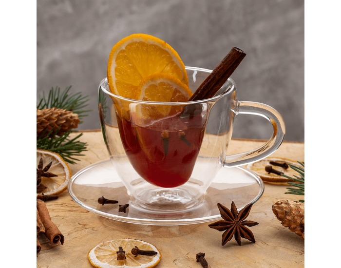 Termo šálka s podšálkou (2 ks) Hotcool Typ 5 150 ml - priehľadná