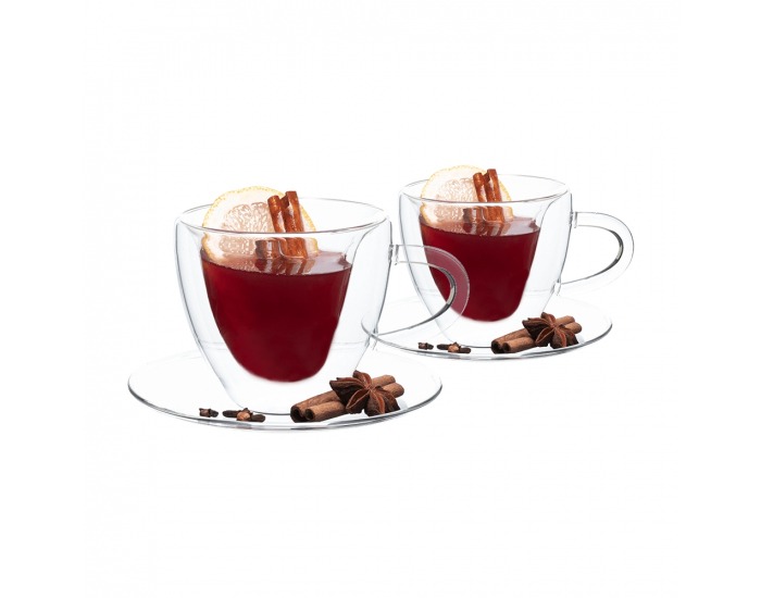 Termo šálka s podšálkou (2 ks) Hotcool Typ 5 150 ml - priehľadná