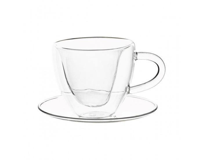 Termo šálka s podšálkou (2 ks) Hotcool Typ 5 150 ml - priehľadná