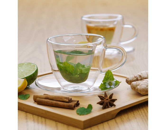 Termo šálka s podšálkou (2 ks) Hotcool Typ 5 150 ml - priehľadná