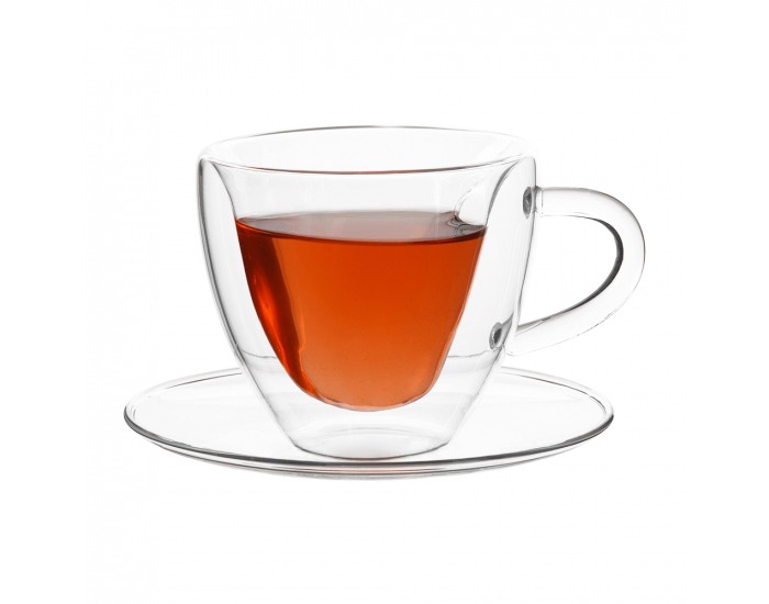 Termo šálka s podšálkou (2 ks) Hotcool Typ 5 150 ml - priehľadná