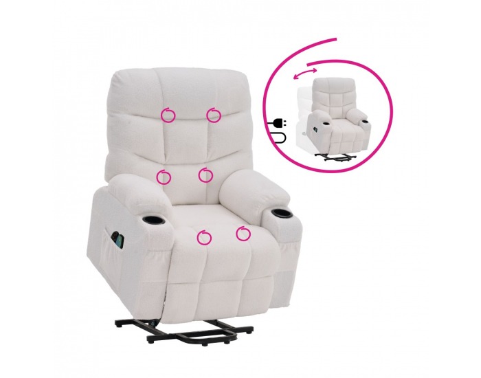 Masážne polohovacie kreslo Hudson - biela