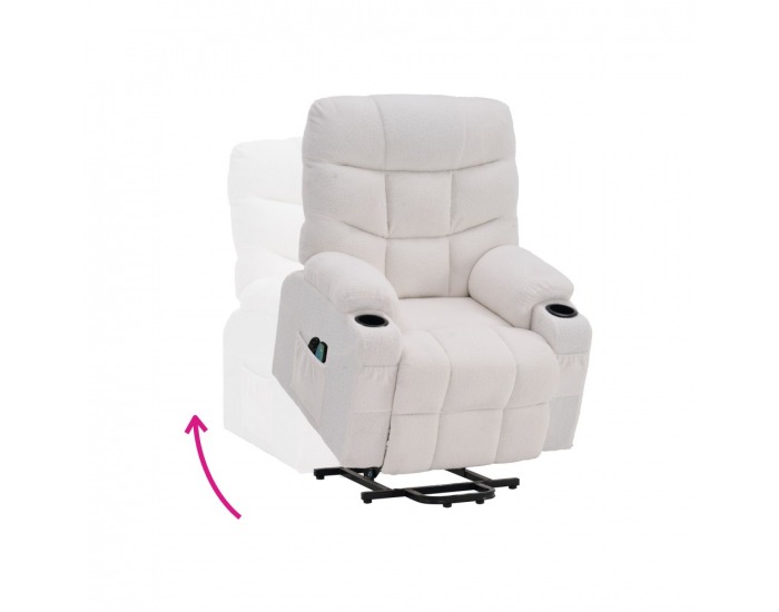 Masážne polohovacie kreslo Hudson - biela