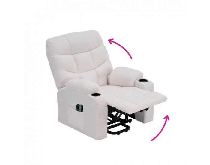 Masážne polohovacie kreslo Hudson - biela