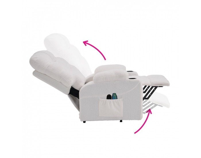 Masážne polohovacie kreslo Hudson - biela