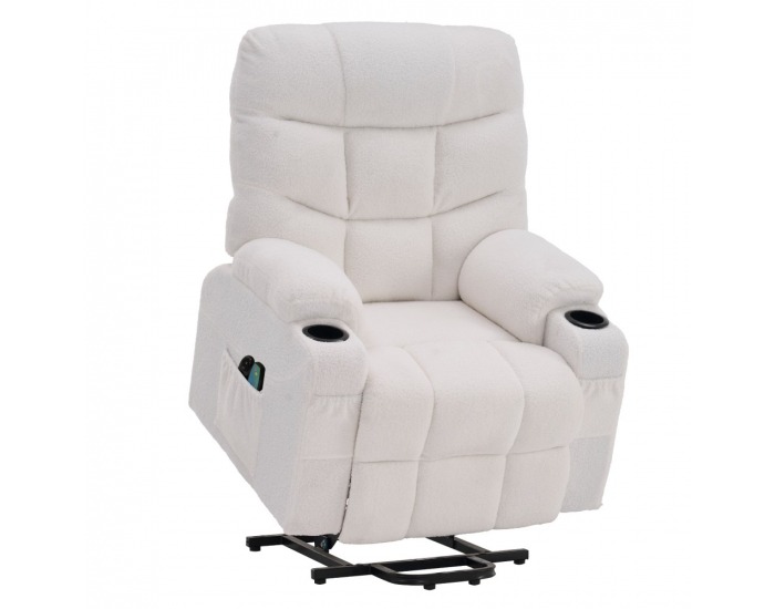 Masážne polohovacie kreslo Hudson - biela