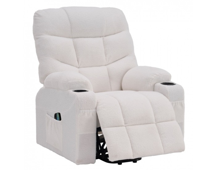 Masážne polohovacie kreslo Hudson - biela