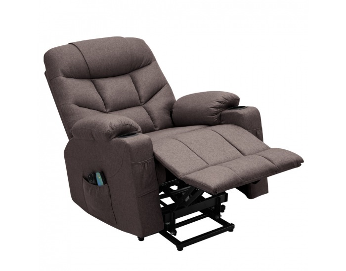 Masážne polohovacie kreslo Hudson - hnedá
