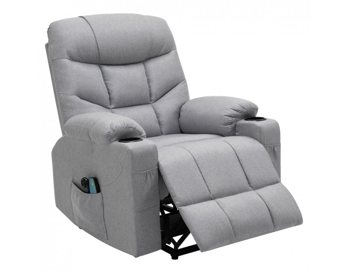 Masážne polohovacie kreslo Hudson - svetlosivá