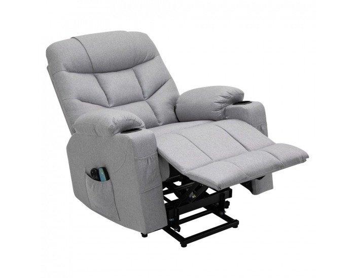 Masážne polohovacie kreslo Hudson - svetlosivá