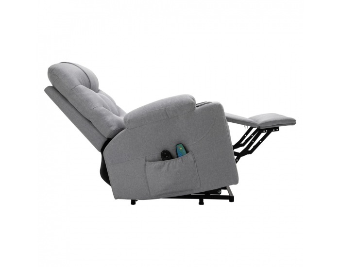 Masážne polohovacie kreslo Hudson - svetlosivá