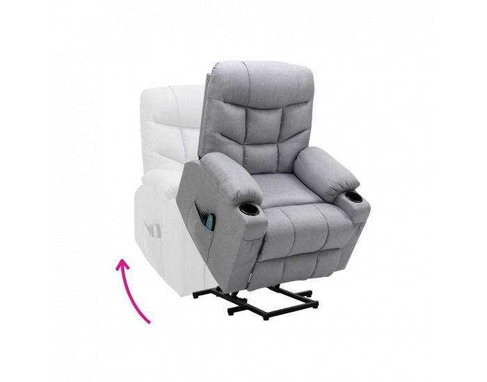 Masážne polohovacie kreslo Hudson - svetlosivá