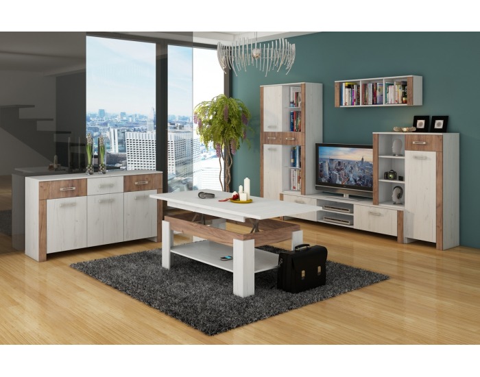 TV stolík Hugo HUG-09 - craft biely / craft tobaco