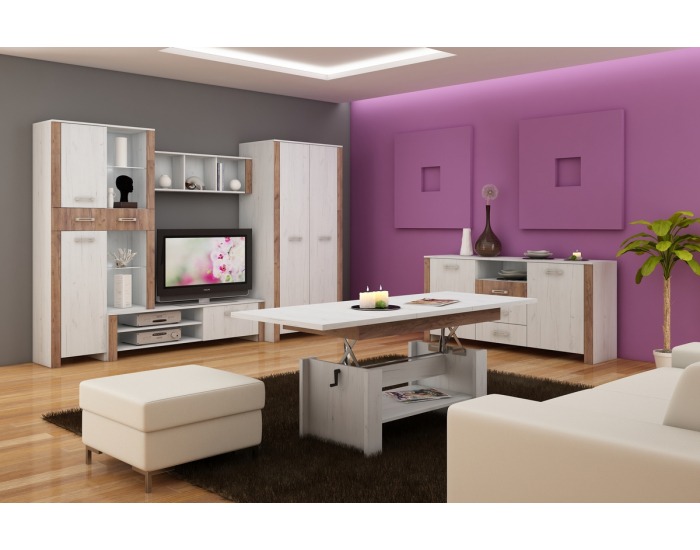 TV stolík Hugo HUG-09 - craft biely / craft tobaco