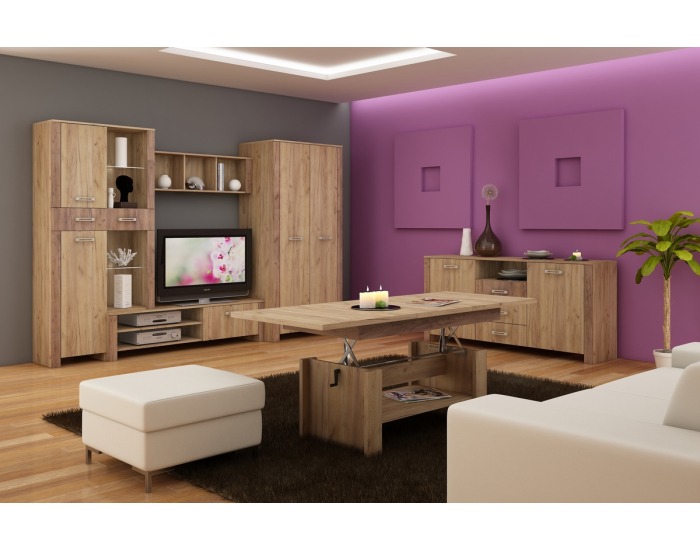 Komoda Hugo HUG-02 - craft zlatý / craft tobaco