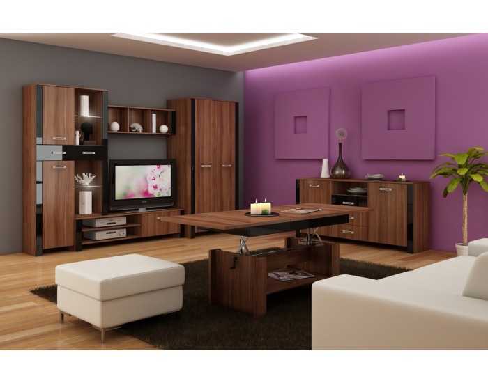 PC stôl Hugo HUG-01 - slivka / čierny lesk