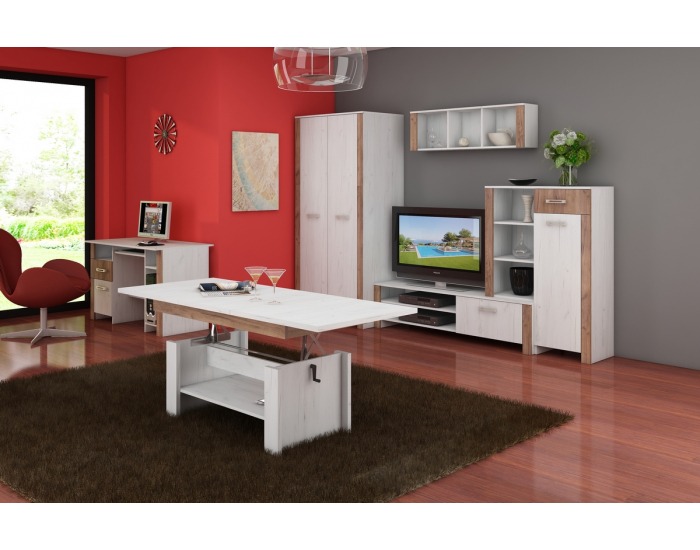 TV stolík Hugo HUG-09 - craft biely / craft tobaco