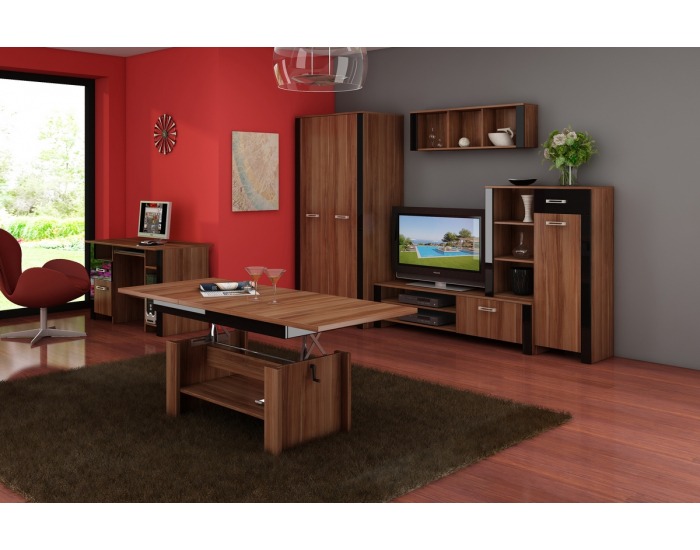 PC stôl Hugo HUG-01 - slivka / čierny lesk