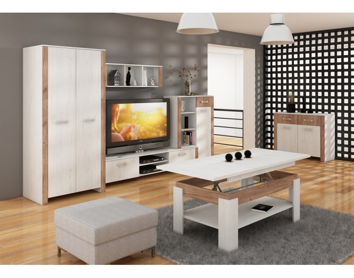 TV stolík Hugo HUG-09 - craft biely / craft tobaco