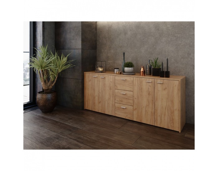 Štvordverová komoda so zásuvkami Hugos 180 - dub craft zlatý