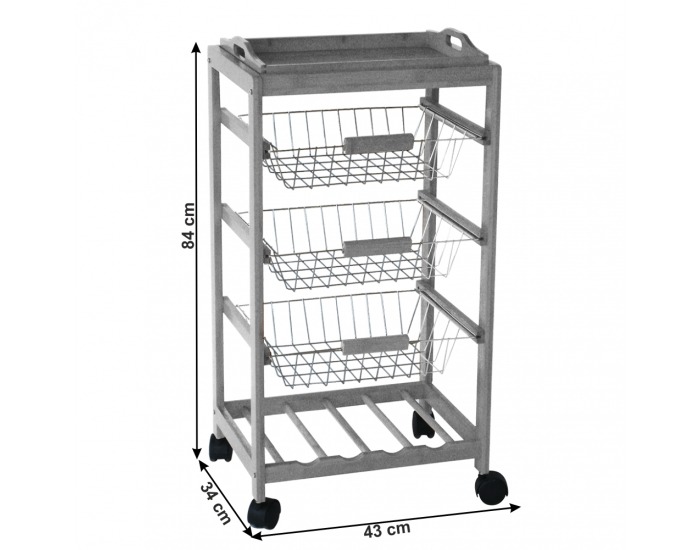 Servírovací stolík na kolieskach Hurit - sivá