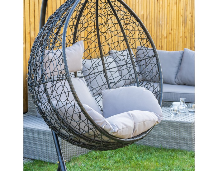 Závesné hojdacie kreslo Ibiza - čierna / sivá