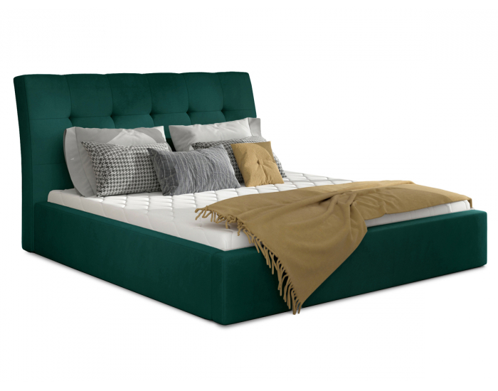 Čalúnená manželská posteľ s roštom Ikaria 160 - tmavozelená