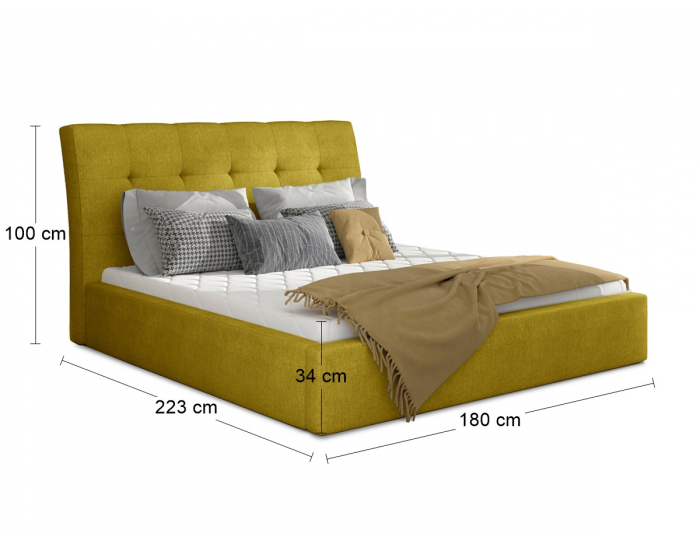 Čalúnená manželská posteľ s roštom Ikaria 160 - žltá