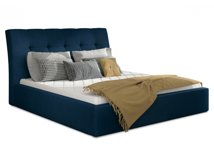 Čalúnená manželská posteľ s roštom Ikaria 180 - tmavomodrá