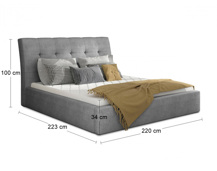 Čalúnená manželská posteľ s roštom Ikaria 200 - tmavosivá