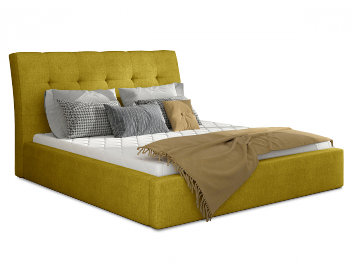 Čalúnená manželská posteľ s roštom Ikaria UP 200 - žltá
