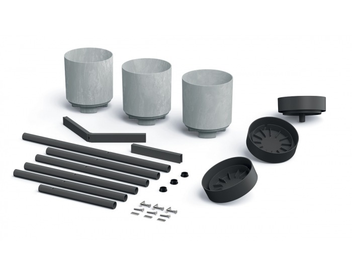 Kvetináč IKD3H - sivý betón / čierna