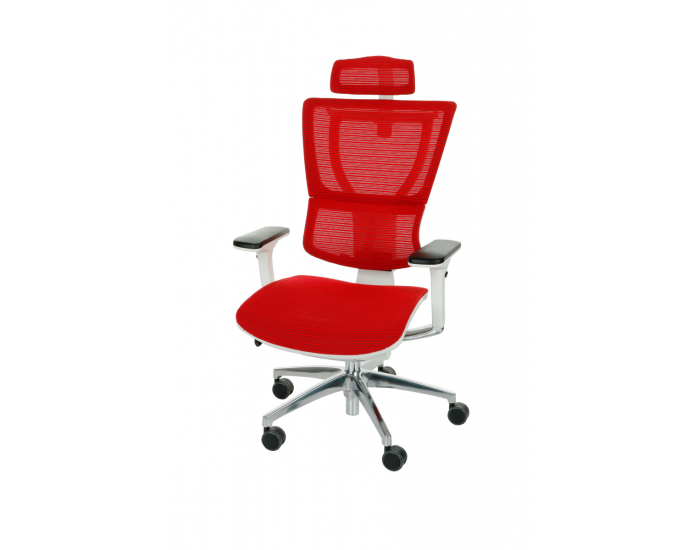 Kancelárska stolička s podrúčkami Iko WS - červená / biela / chróm