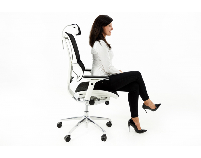 Kancelárska stolička s podrúčkami Iko WT - čierna / biela / chróm