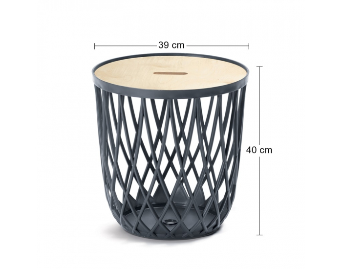 Plastový univerzálny kôš s dreveným vekom IKUB35T 35 l - antracit