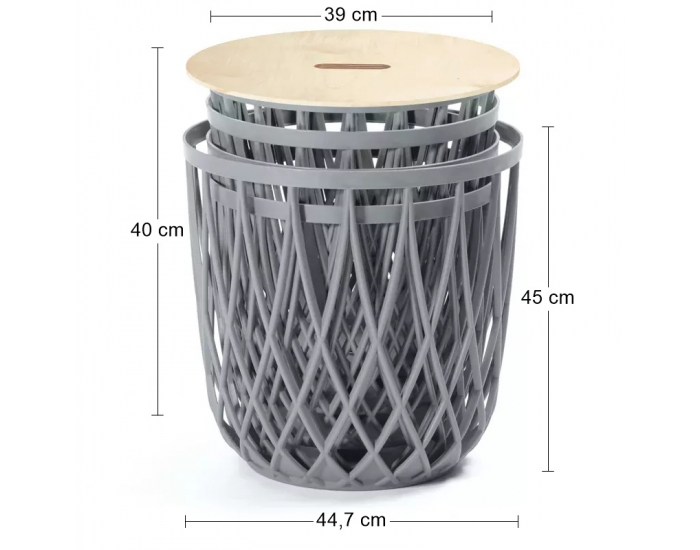 Plastový univerzálny kôš (5 ks) IKUBS5 35/55 l - sivý kameň