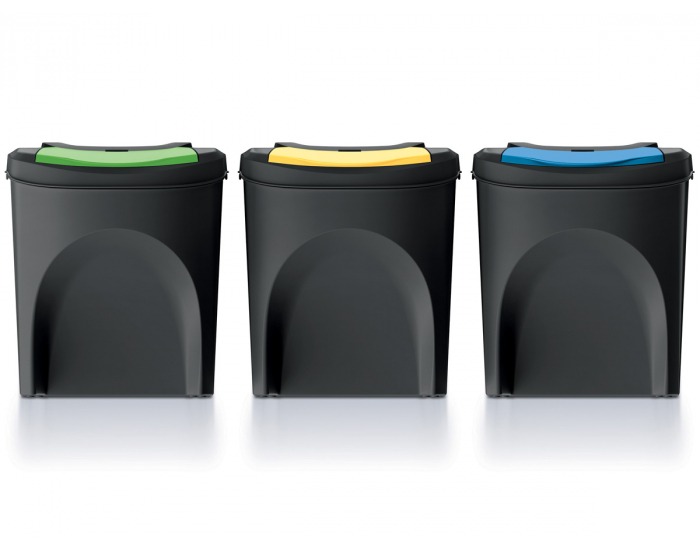 Odpadkový kôš na triedený odpad (3 ks) IKWB25S3 25 l - čierna / kombinácia farieb