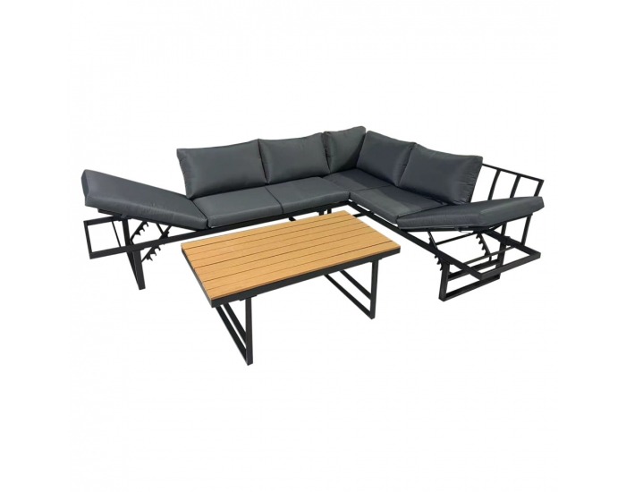 Záhradný set Ilaria - čierna / tmavosivá / prírodná 