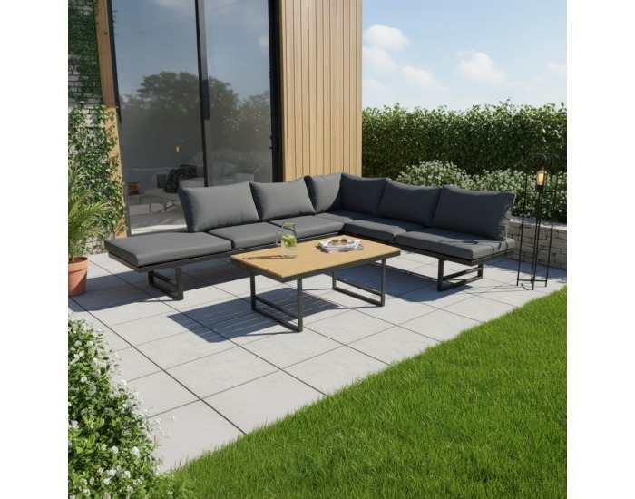 Záhradný set Ilaria - čierna / tmavosivá / prírodná 