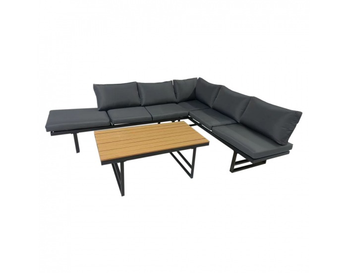 Záhradný set Ilaria - čierna / tmavosivá / prírodná 