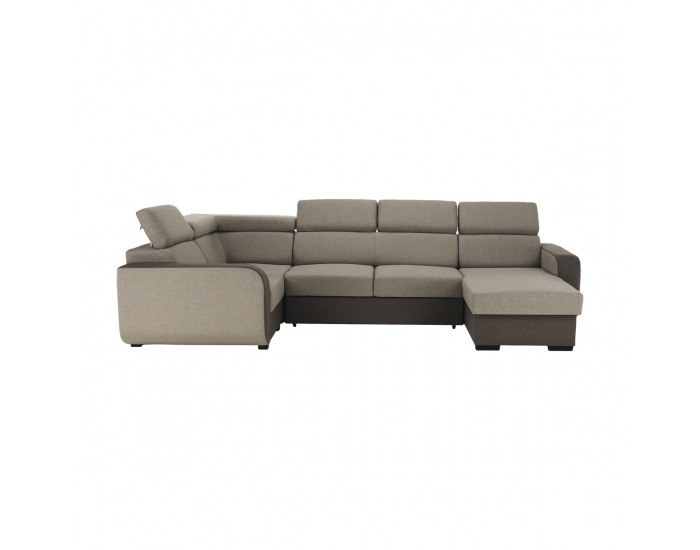 Rohová sedačka U s rozkladom Imperio U L - svetlohnedá / hnedá