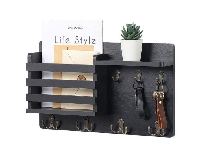 Vešiak na stenu s organizérom Imre - čierna